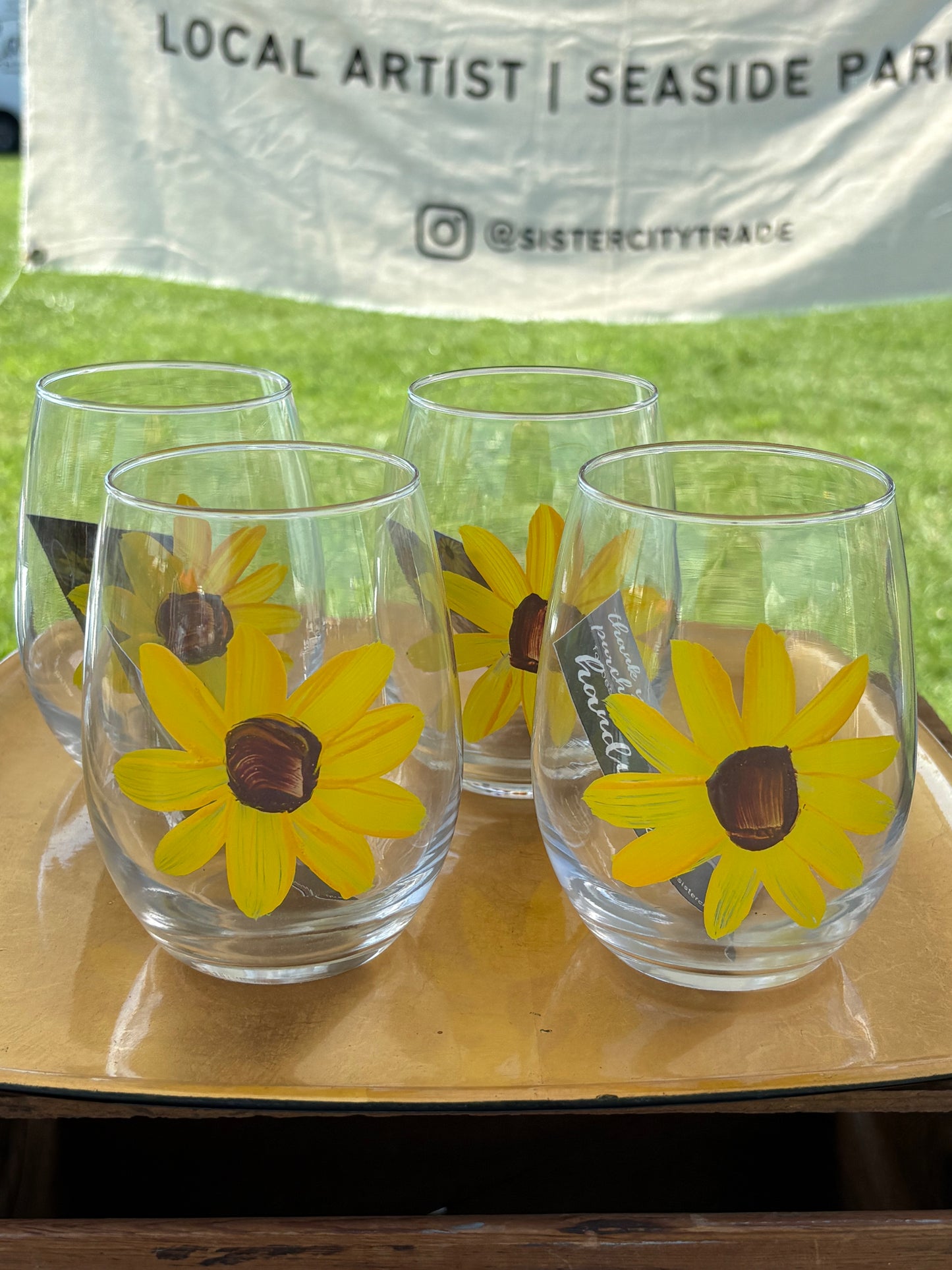 Handpainted Stemless Wine glass